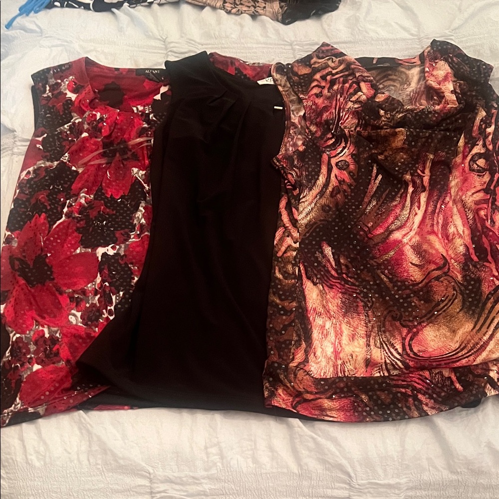 Alfani Women's Red & Black Mixed-Print Tank Tops - Trio